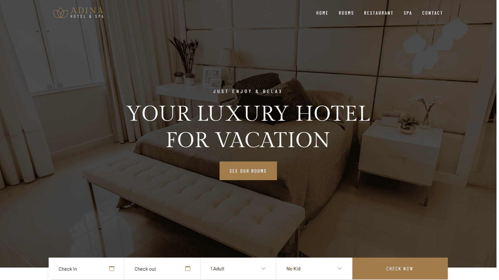 Hotel Booking Interactive Landing — Landing page • DH Tech